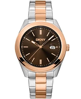 Dkny Men's Modernist Classics Brown Dial Gold Two-Tone Stainless Steel Bracelet Watch 40mm