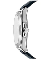 Dkny Men's Modernist Dark Blue Leather Strap Watch, 42mm