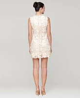 Avec Les Filles Women's Sleeveless 3D Floral Embroidery Mini Dress