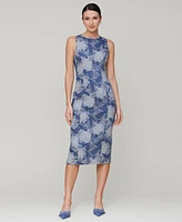 Avec Les Filles Women's Embroidered Floral Denim Midi Dress