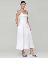 Avec Les Filles Women's Rosette-Trim Drop-Waist Midi Dress