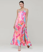 Avec Les Filles Women's Pleated Halter Maxi Dress