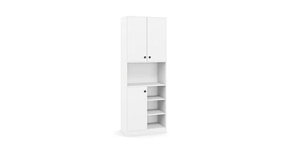 Kitchen Pantry Storage Cabinet – Microwave Stand with Open Shelves for Kitchen Organization