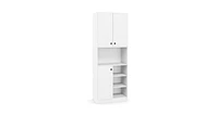 Kitchen Pantry Storage Cabinet – Microwave Stand with Open Shelves for Kitchen Organization