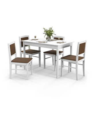 5-Piece Dining Set for 4 with Rubber Wood Legs for Small Dining Room