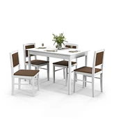 5-Piece Dining Set for 4 with Rubber Wood Legs for Small Dining Room