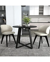 Mid-Century Round Dining Table with Pedestal Base for Dining Room