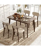 Wooden Dining Table with Rubber Wood Legs for 4 People