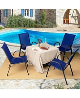 4 Pieces Stackable Patio Dining Chairs Set with Armrest