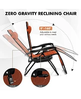 2 Pieces Folding Lounge Chair with Zero Gravity