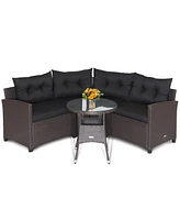 Gymax 4PCS Wicker Patio Sofa Set Rattan Outdoor Furniture Set w/ Cushions