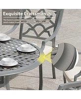Mondawe 53-inch Powder Coated Cast Aluminum Outdoor Dining Table with Umbrella Hole