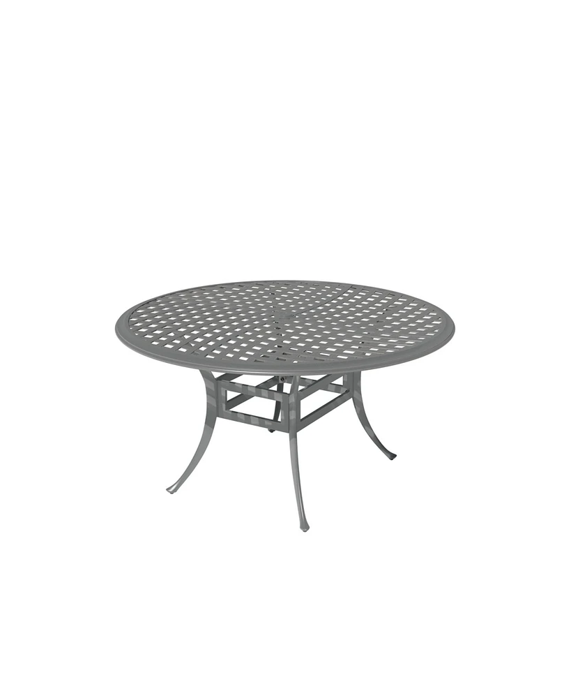 Mondawe 53-inch Powder Coated Cast Aluminum Outdoor Dining Table with Umbrella Hole
