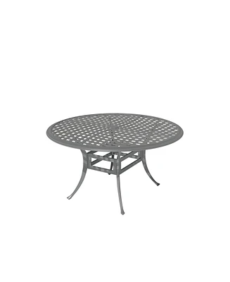 Mondawe 53-inch Powder Coated Cast Aluminum Outdoor Dining Table with Umbrella Hole