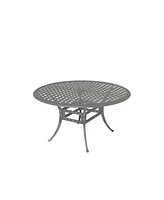 Mondawe 53-inch Powder Coated Cast Aluminum Outdoor Dining Table with Umbrella Hole