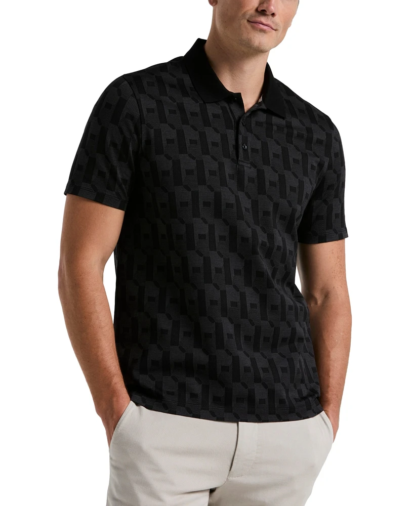 Perry Ellis Men's Legacy Geo-Pattern Jacquard Polo Shirt