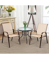 4PCS Patio Chairs Dining Chair Garden Deck Yard W/Armrest