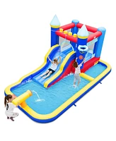 Costway Kids 6-in-1 Inflatable Water Castle Bouncer with 50 Ocean Balls & 735W Blower