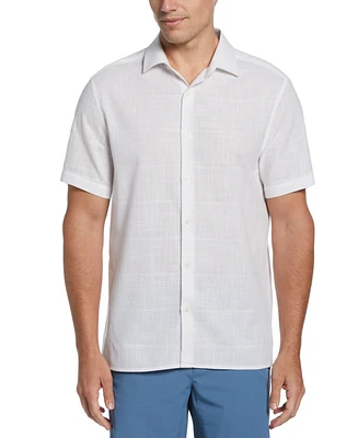 Perry Ellis Men's Cotton Slub Plaid Shirt