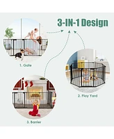 Costway Baby 8 Panel Safe Metal Gate Play Yard