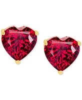 2-Pc. Set Lab Grown Ruby Heart Pendant Necklace & Matching Stud Earrings (1-3/4 ct. t.w.) in 14k Gold-Plated Sterling Silver