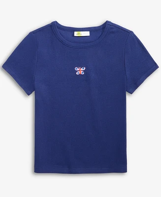 Epic Threads Little & Big Girls Butterfly Embroidered Ribbed T-Shirt, Exclusively at Macy's