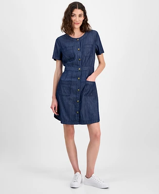Nautica Jeans Women Denim Button-Front Dress