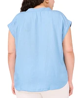 Vince Camuto Plus Split-Neck Extended-Shoulder Top