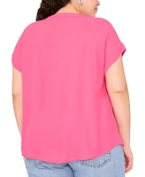 Vince Camuto Plus Lace-Up Short-Sleeve Top