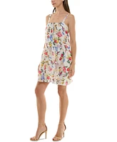 Taylor Women's Printed Drop-Waist Sleeveless Mini Dress