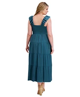 Siena Plus V-Neck Sleeveless Tiered Maxi Dress