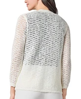 Kasper Women's Open-Front Semi-Sheer 3/4-Sleeve Cardigan