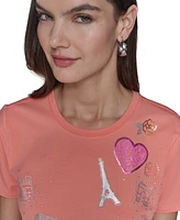 Karl Lagerfeld Paris Women's Embellished Graphic T-Shirt