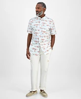 Club Room Men's Short Sleeve Sailboat Scene Print Button-Down Shirt, Exclusively at Macy's