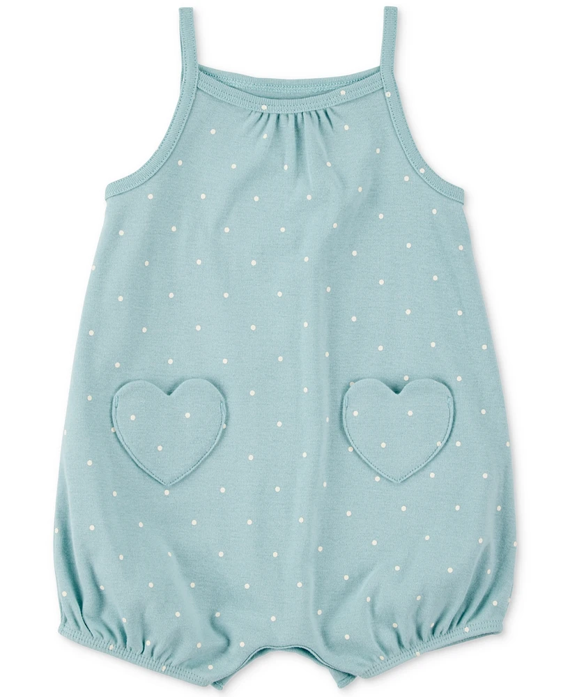 Carter's Baby Girls Cotton Heart-Pocket Sleeveless Romper