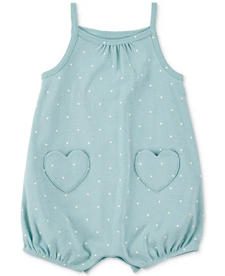 Carter's Baby Girls Cotton Heart-Pocket Sleeveless Romper