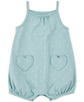 Carter's Baby Girls Cotton Heart-Pocket Sleeveless Romper