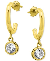 Giani Bernini Cubic Zirconia Bezel Dangle Hoop Earrings, Exclusively at Macy's