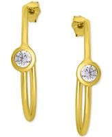 Giani Bernini Cubic Zirconia Bezel Small Hoop Earrings, 0.75", Exclusively at Macy's