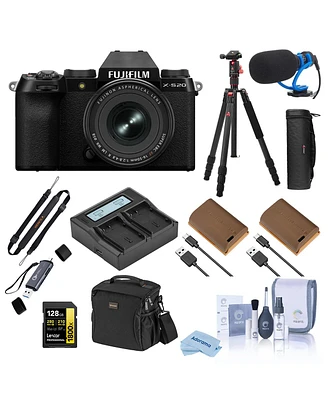 Fujifilm X-S20 Mirrorless Camera with Xf 16-50mm f/2.8-4.8 R Lm Wr Lens, Black, Bundle with 2x Battery, Tripod, Shotgun Microphone, 58mm Filter Kit an