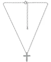 Giani Bernini Cubic Zirconia Cross Pendant Necklace, 16" + 2" extender, Exclusively at Macy's