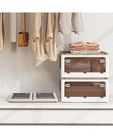 Stackable Storage Bins with 5-Way Opening Lids – 3-Pack Organizer Boxes for Pantry, Bedroom, or Utility Room