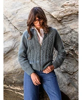 Celtic & Co. Women's Wool Zip Cardigan with Cable Knit