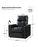 Modern Lothaire Genuine Leather Power Recliner with Adjustable Headrest