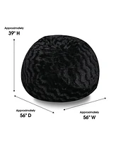 5ft Faux Fur Bean Bag Chair for Adults and Kids with Washable Cover Shredded Memory Foam Large Comfy Lounger Bedroom Living Room or Dorm-The Pop H