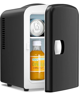 Cowsar Compact Refrigerator, Portable Mini Fridge, Skin Care 4L Capacity/6 Cans, for Bedroom, Car, Office & Dorm, Small Cooler for Cosmetics, Beverage