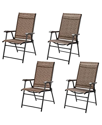 4PCS Outdoor Patio Folding Chair Camping Portable Lawn Garden W/Armrest