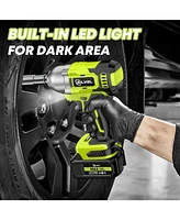 Silvel Cordless Impact Wrench, Max 500N.m Brushless Gun 1/2 inch, 4.0Ah Battery, 6 Sockets