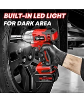 Silvel Cordless Impact Wrench, Max 500N.m Brushless Impact Gun 1/2 inch, 4.0Ah Battery, 6 Sockets, 3200RPM Impact Driver wih Fast Charger