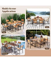 Gymax 7 Piece Patio Dining Set 69'' Rectangle Table w/ 6 Stackable Chairs